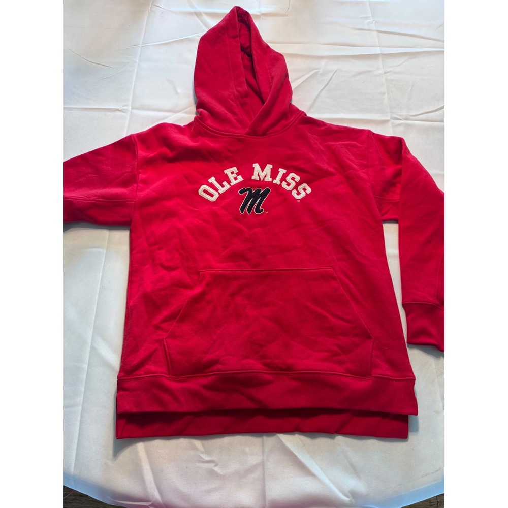 League Ole Miss Rebels Hoodie Red Collegiate Sweatshirt Small High-Low Hem
